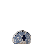 Necessaire Remédios |Florzinhas Azul Claro Grande Matelassado + Listrado Azul Marinho