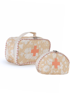 Necessaire Remédios |Florzinhas Amarelo Grande Matelassado + Listrado Rose