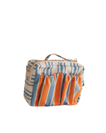 Necessaire 2 Zíperes Com Bolso | Listrado Joaquim Azul Claro + Listrado Joaquim Azul Claro E Laranja