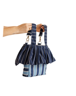 Bolsa De Carrinho Com Babados | Listrado Joaquim Azul Claro E Azul Marinho + Listrado Joaquim Cheio Azul Marinho