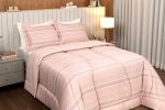 Jogo de Edredom Queen Lavive Striato Dupla Face Rose