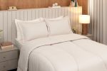 JG. EDREDOM VICHY QUEEN 03 PCS 300 FIOS POL. - BEGE