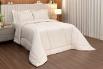 JG. EDREDOM VICHY QUEEN 03 PCS 300 FIOS POL. - BEGE