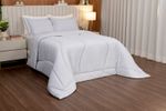 JG. EDREDOM COTTON PRINT QUEEN 03 PCS ALG. - LISTRAS CINZA