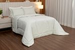 JG. EDREDOM COTTON PRINT QUEEN 03 PCS ALG. - LISTRADO VERDE