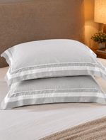Par de Fronhas Breeze 300 Fios 100% Fibra de Bambu Branco e Cinza