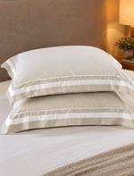 Par de Fronhas Breeze 300 Fios 100% Fibra de Bambu Branco e Bege