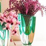 Vaso Triangular nº 3 Verde com Ouro