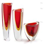 Trio de Vasos Triangulares nº 1, nº 2 e nº 4 Bicolor Vermelho com Âmbar