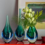 Conjunto 3 Gotas Mini Bicolor Verde com Água-marinha