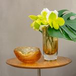 Vaso Cilíndrico 2 Tela Âmbar com Ouro