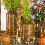Vaso Cilíndrico 2 Tela Âmbar com Ouro