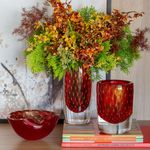 Vaso Cilíndrico 3 Tela Vermelho com Ouro