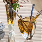 Vaso Triangular nº 4 Bicolor Fumê com Âmbar