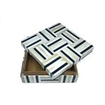  Caixa Osso Quadrada Off White e Preta (16x16CM)