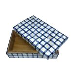  Caixa Osso Retangular com Quadriculado Azul (25x15CM)