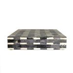 	Caixa Osso Geométrica Cinza e Off White (23x18CM)