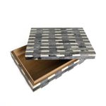 	Caixa Osso Geométrica Cinza e Off White (23x18CM)