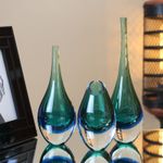 Gota Mini Baixa Bicolor Verde com Água-marinha