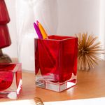 Conjunto com Porta Lápis e Porta Clips Vermelho