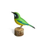 Pássaro Verde e Amarelo em Madeira 