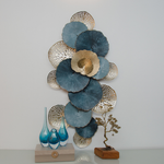 Escultura de Parede Azul e Dourada
