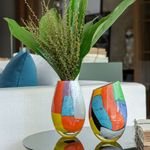 Par de Vasos 24 MS Reto e Diagonal Lascas Coloridas