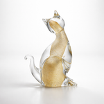 Gato Transparente com Ouro Murano
