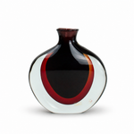 Vaso Garrafa Bicolor Preto e Vermelho de Murano