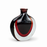 Vaso Garrafa Bicolor Preto e Vermelho de Murano