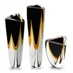 Trio de Vasos Triangulares nº 1, nº 2 e nº 4 Bicolor Preto com Âmbar