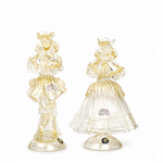 Casal de Murano Transparente com Ouro