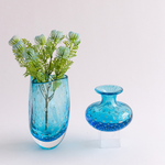 Vaso Mini Baixo Tela Água-marinha com Ouro