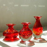 Trio de Vasos Mini Tela Vermelho com Ouro