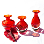 Trio de Vasos Mini Tela Vermelho com Ouro