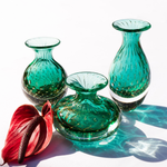 Par de Vasos Mini Tela Verde com Ouro
