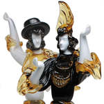 Casal de Dançarinos Espanhóis de Murano Âmbar, Branco e Preto