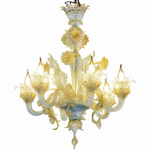 Lustre de Murano Transparente com Ouro 24K