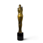  Escultura Amantes Preto com Ouro de Murano