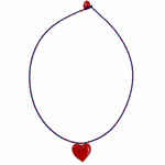 Colar Coração Vermelho & Azul Marinho