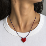 Colar Coração Vermelho & Azul Marinho