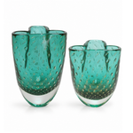 Par de Vasos Pequenos Trevo Tela Verde com Ouro