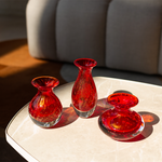 Trio de Vasos Mini Tela Vermelho com Ouro