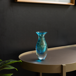 Vaso Mini Alto Tela Água-marinha com Ouro