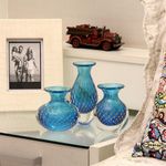 Vaso Mini Alto Tela Água-marinha com Ouro