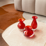 Trio de Vasos Mini Tela Vermelho com Ouro