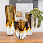Trio de Vasos Triangulares nº 1, nº 2 e nº 4 Bicolor Fumê com Âmbar