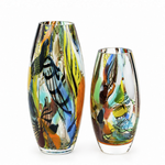 Par de Vasos Oliva P e G Hippie I Arte Abstrata