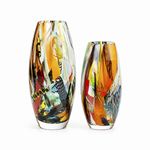 Par de Vasos Oliva P e G Hippie II Arte Abstrata