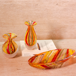 Canoa Pequena Hippie Vermelho, Laranja e Amarelo